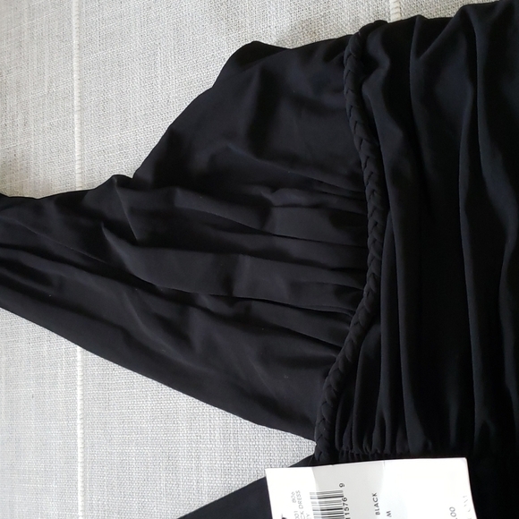 NWT BCBG Maxazria Black Empire Ruched Mini Dress Sleeveless V, Size M - Picture 6 of 12